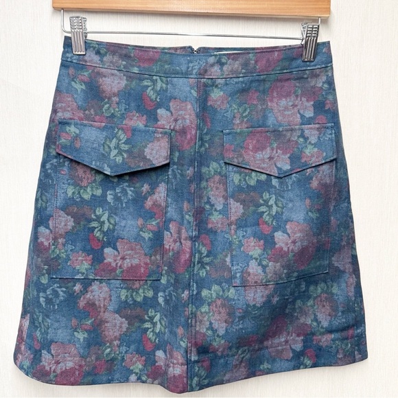 NWT Erin Fetherson Anthropologie Joni Blue Floral A-Line Mini Skirt, Size 6 - Picture 3 of 12